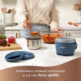 20-Ounce Electric Lunch Box, Portable Food Warmer, Faded Blue, Perfect for Travel, Car, On-the-Go, Keeps Food Warm, Spill-Free, Dishwasher-Safe