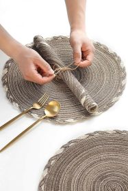 15 Inch Round Braided Placemats Set of 4, Washable Heat Resistant Cotton Polyester Circle Place Mats for Kitchen Dining Table - Multicolor Earth