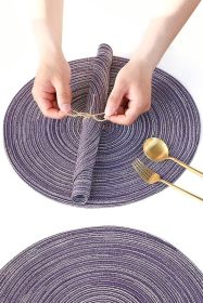 15 Inch Round Braided Placemats Set of 4, Washable Heat Resistant Cotton Polyester Circle Place Mats for Kitchen Dining Table - Lavender