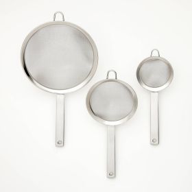 3pc (3", 5", and 8") Stainless Steel Mesh Strainer Set Silver