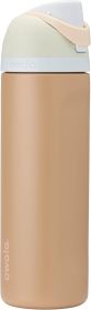 FreeSip Insulated Stainless Steel Water Bottle with Straw for Sports and Travel, BPA-Free Sports Water Bottle, 24 oz, Mint/Brown, Muddy Buddy