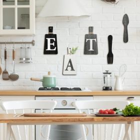 Cutting Board Eat Sign Set Hanging Art Kitchen Eat Sign Fork and Spoon Wall Decor Rustic Primitive Country Farmhouse Kitchen Decor for Home Decor