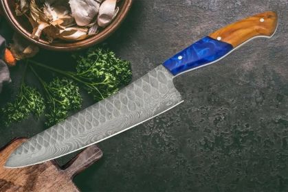 SAPPHIRE | Chef Knife | Premium Damascus Blade | Razor-Sharp Edge | Ergonomic Handle (size: 8 inches)