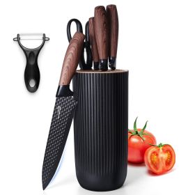 6-Piece Knife Set, Stainless Steel Black Professional Kitchen Knife Set for Chef, Super Sharp Knife Set with Universal Knife Block for Home Resta (Pack Size: 1 Pack)